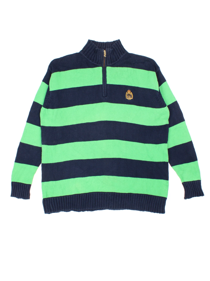 Ralph Lauren 1/4 Zip Sweater in a green colourway with the logo embroidered on the front.