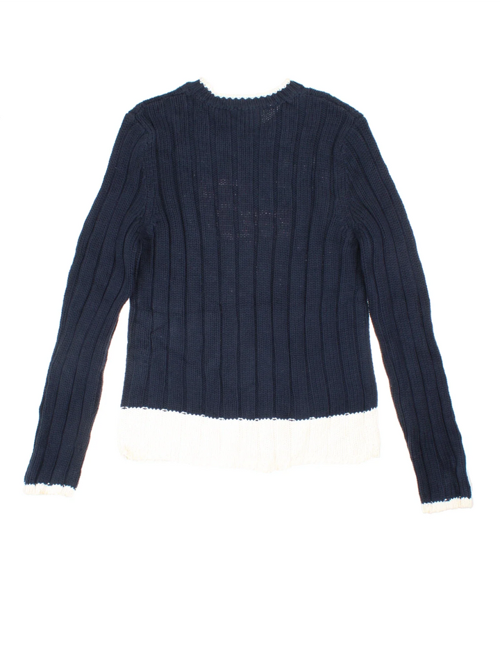 Ralph Lauren Polo USA Jumper in a blue colourway with the spell out and USA flag embroidered on the front.
