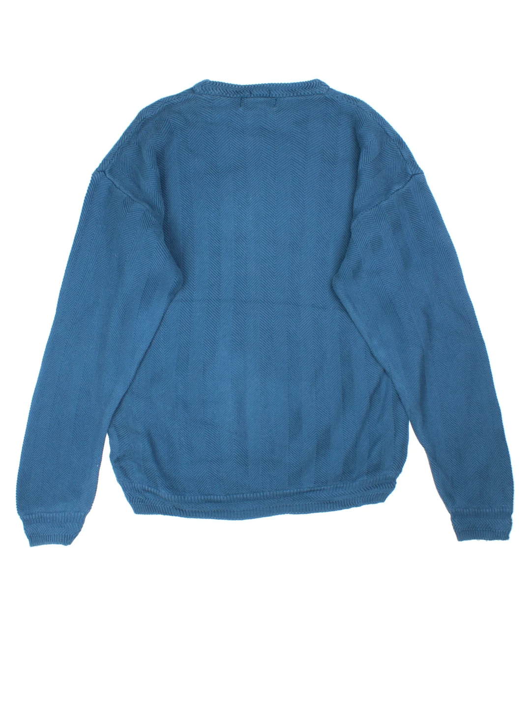 Vintage Chaps Ralph Lauren Knit Jumper in a blue colourway with embroidered logo on the front.