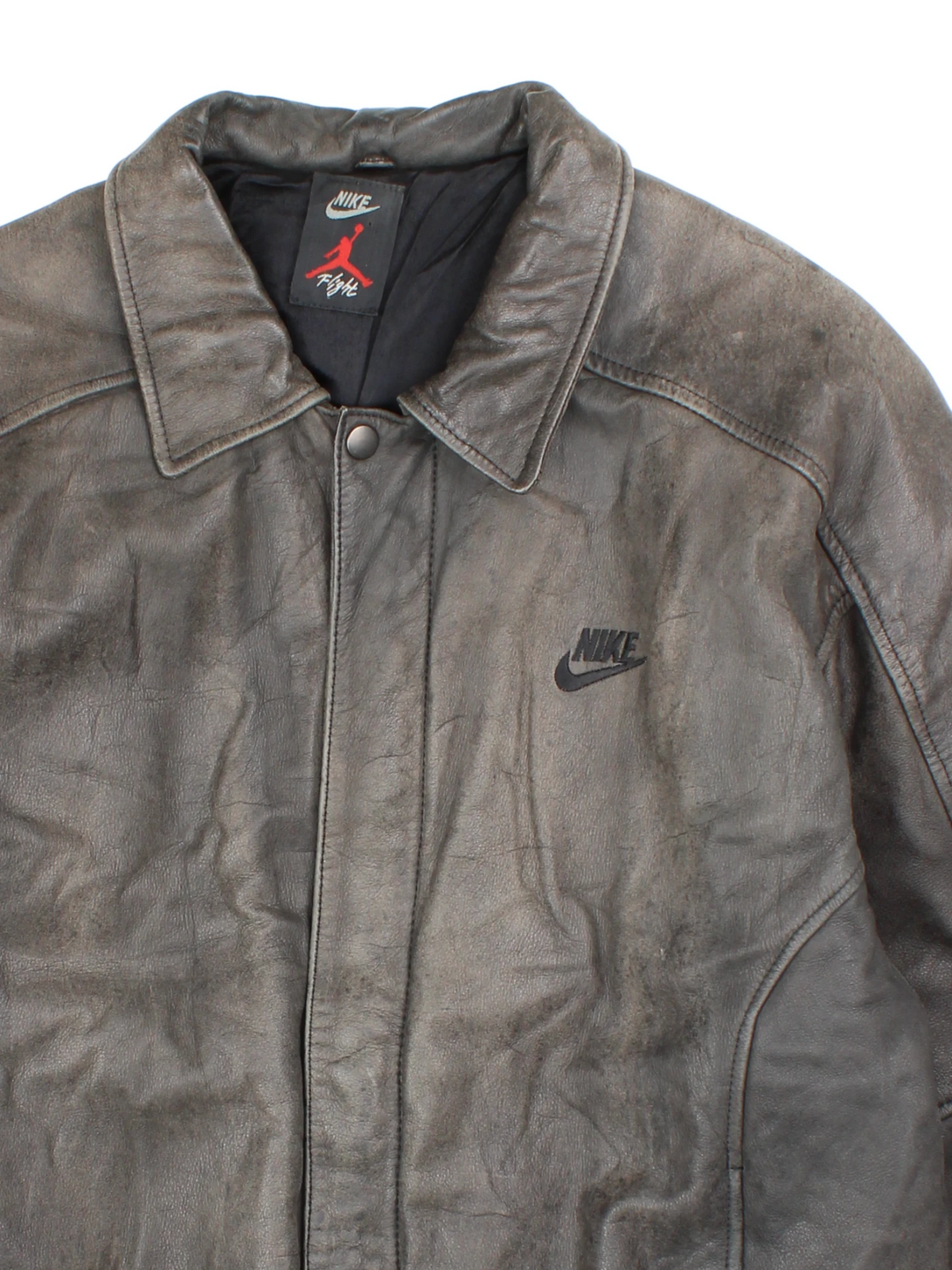 Nike Air Jordan Flight Leather Jacket Brown Rare Vintage