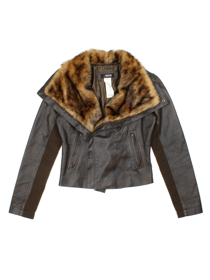 Y2K Morgan De Toi Faux Faur Leather Biker Jacket (Size S)