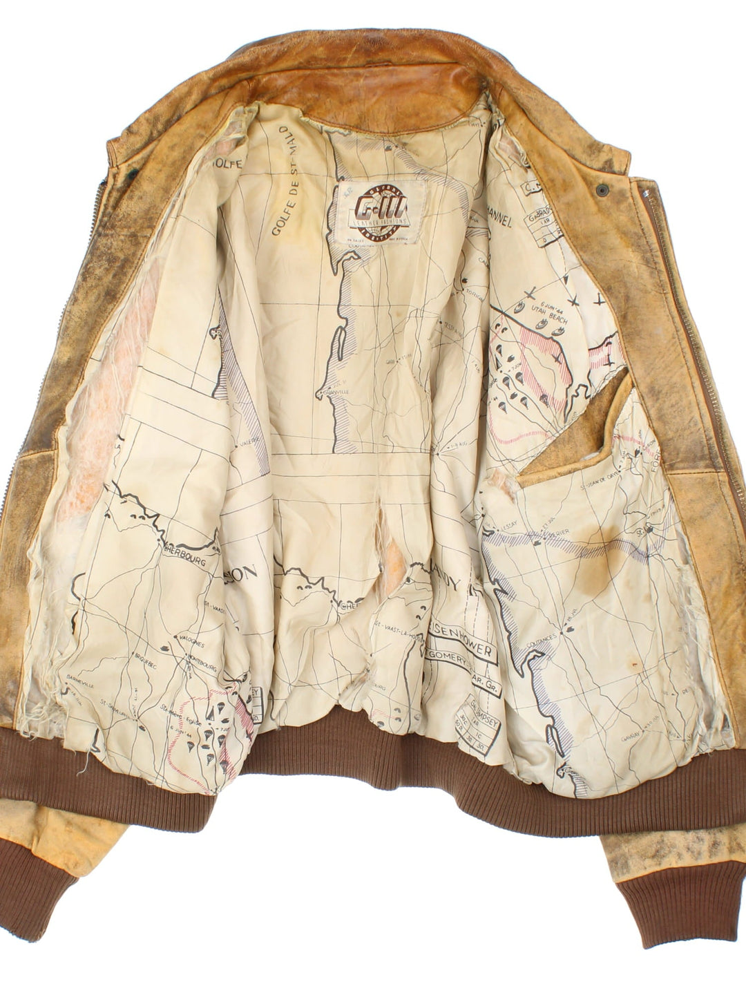 Vintage 90's Aviator Flight Leather Jacket in a brown colourway. Full zip up with double pocket on the front, Brown cuffed hem and classic aviator patches on the front and sleeves.