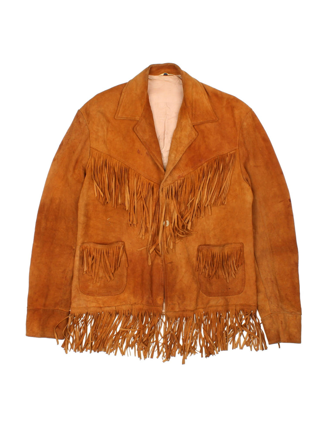 Vintage 60's Western Style Fringe Jacket in a brown colourway. Button down front with double pocket and open collar.