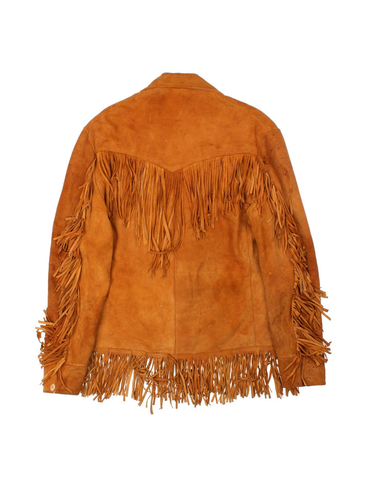 Vintage 60's Western Style Fringe Jacket in a brown colourway. Button down front with double pocket and open collar.