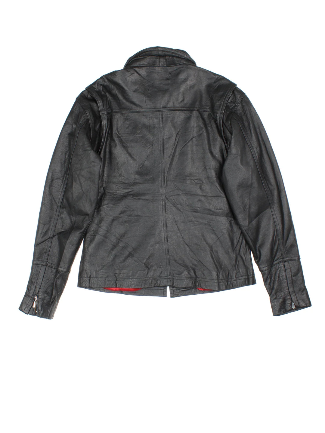 Harley-Davidson Leather Biker Jacket in a black colourway. Zips up and has multiple pockets and the logo tab embroidered on the chest.