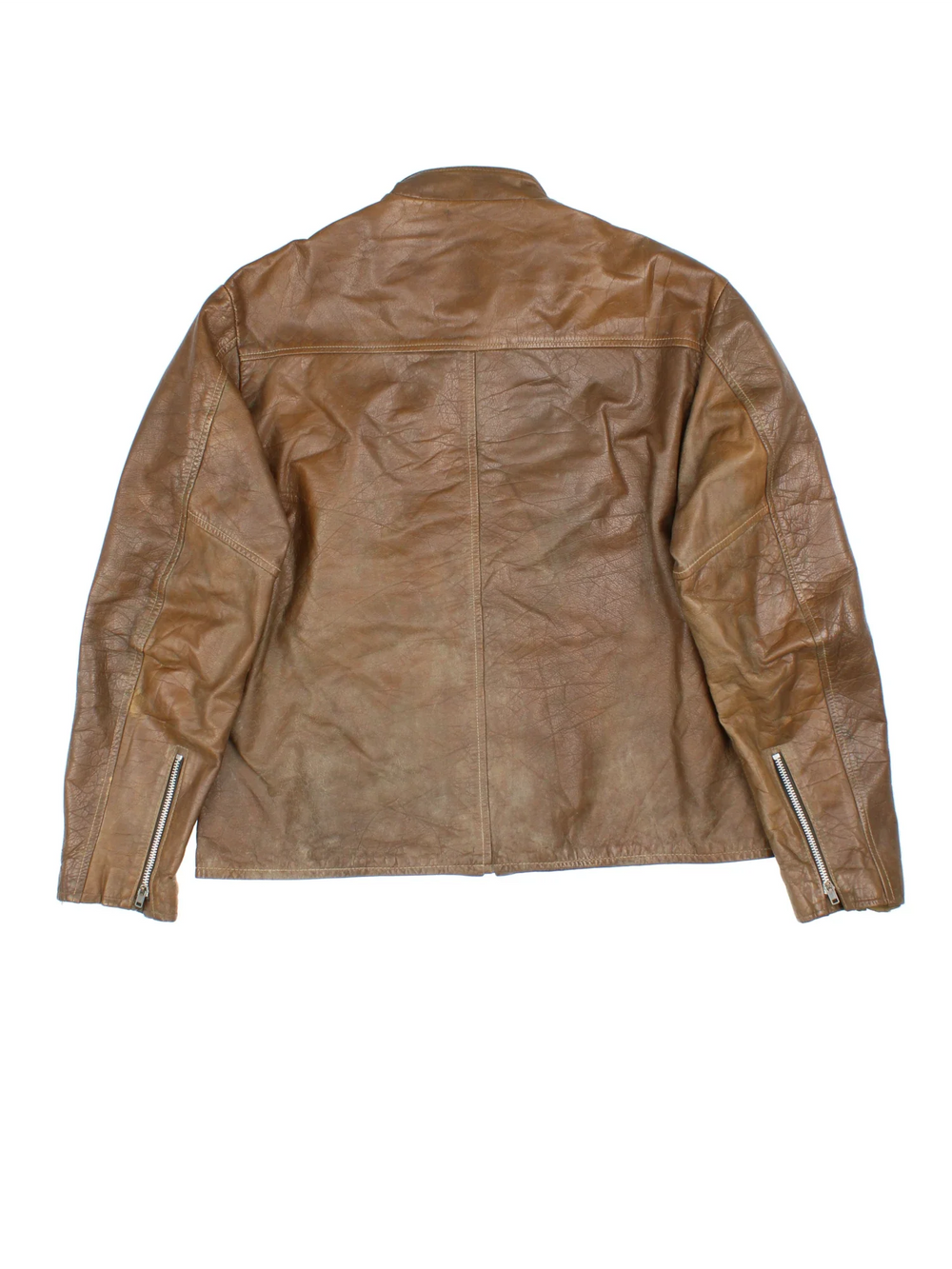 60's Harley-Davidson Leather Jacket in a brown colourway. Zips up and has double chest pockets.