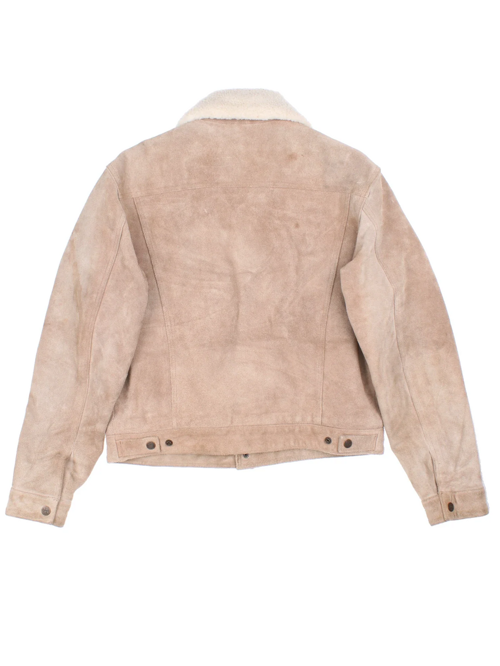 Vintage Wilson Suede Leather Sherpa Jacket in a brown colourway. Zips up and has multiple pockets, and sherpa lining and big collar.