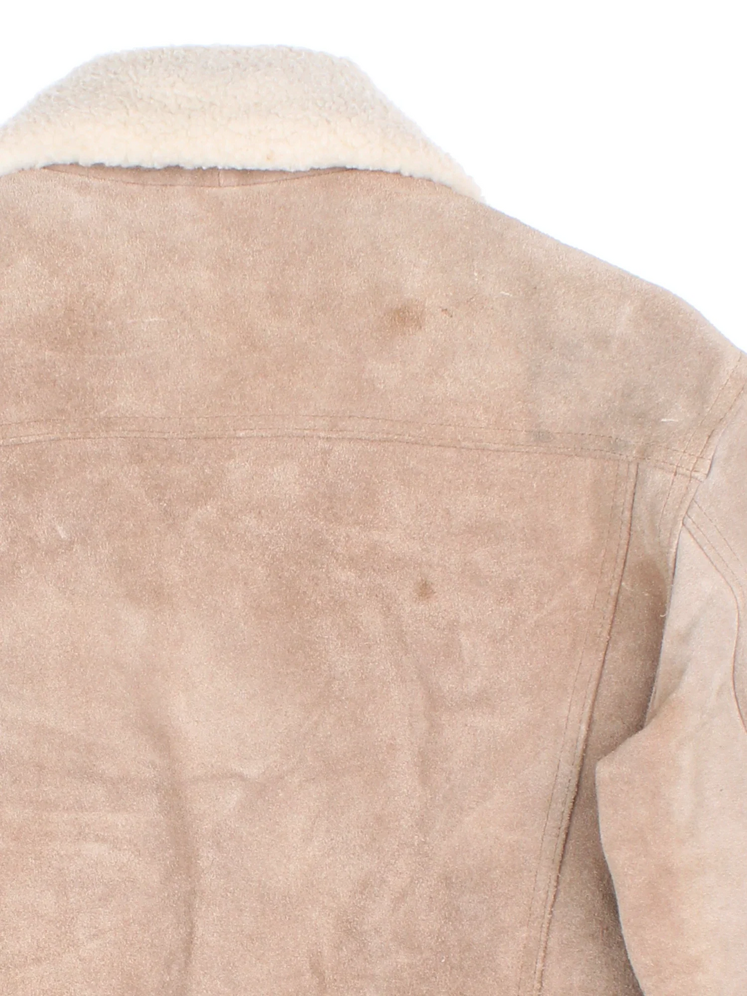 Vintage Wilson Suede Leather Sherpa Jacket in a brown colourway. Zips up and has multiple pockets, and sherpa lining and big collar.