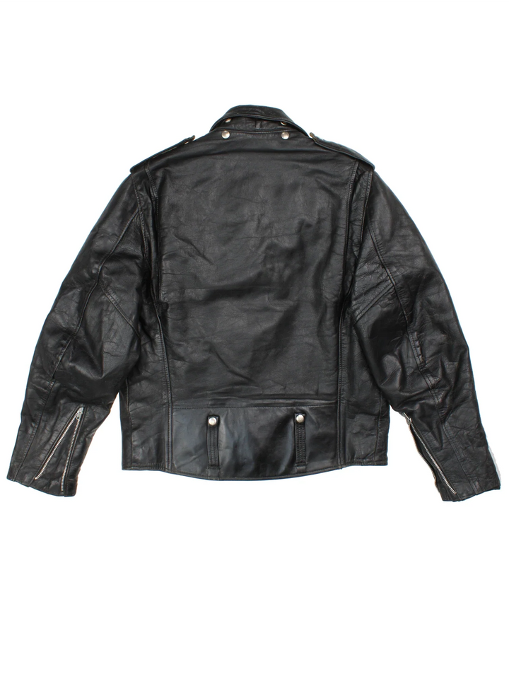 Vintage Harley-Davidson Motorcycle Jacket in a black colourway. Zips up and has multiple pockets, insulated with a quilted lining, and classic motorcycle detailing.