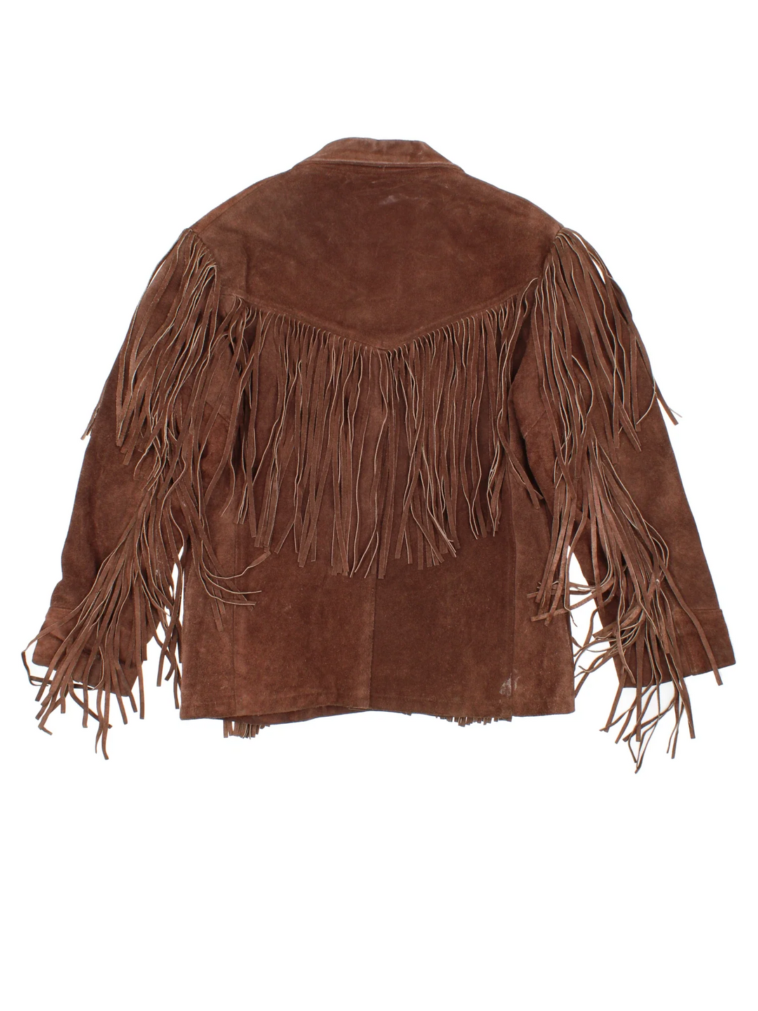 Vintage Schott Fringed Western Suede Leather Jacket in a brown colourway. Buttons up and has front patch pockets and all over fringe detail.