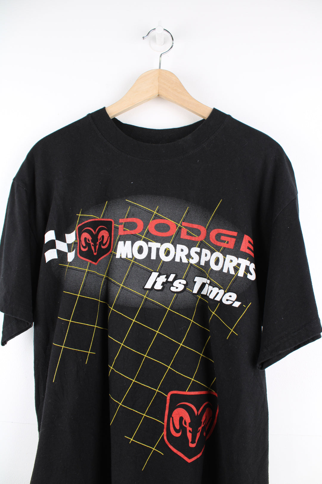Dodge Motorsports t-shirt in black, with printed graphic on the front and back 