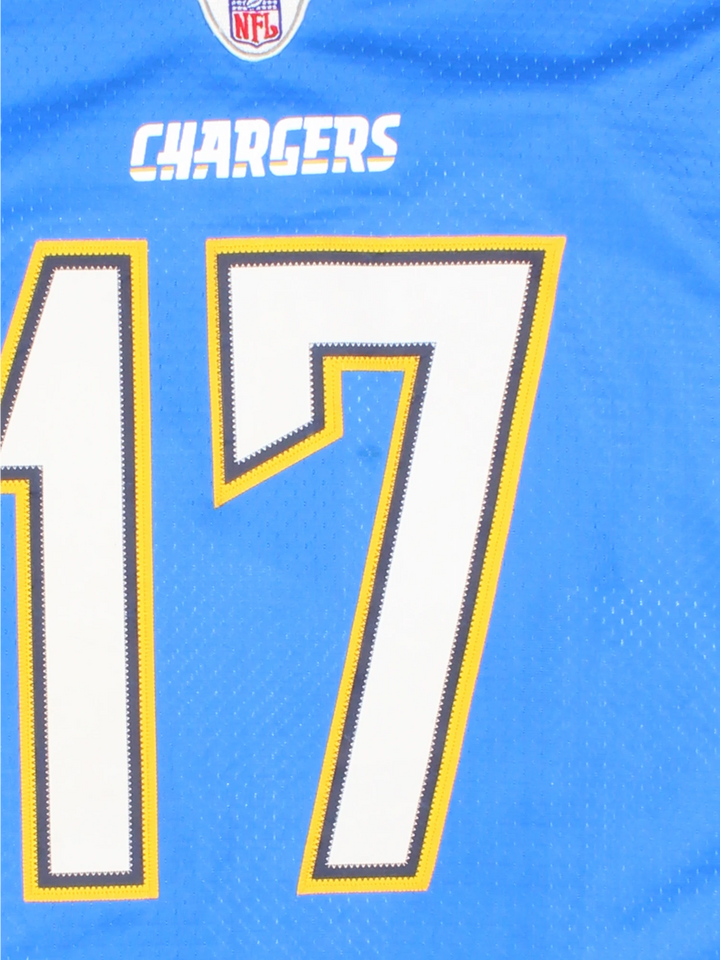 Philip Rivers x Los Angeles Chargers NFL Jersey in blue, by Reebok features embroidered lettering 