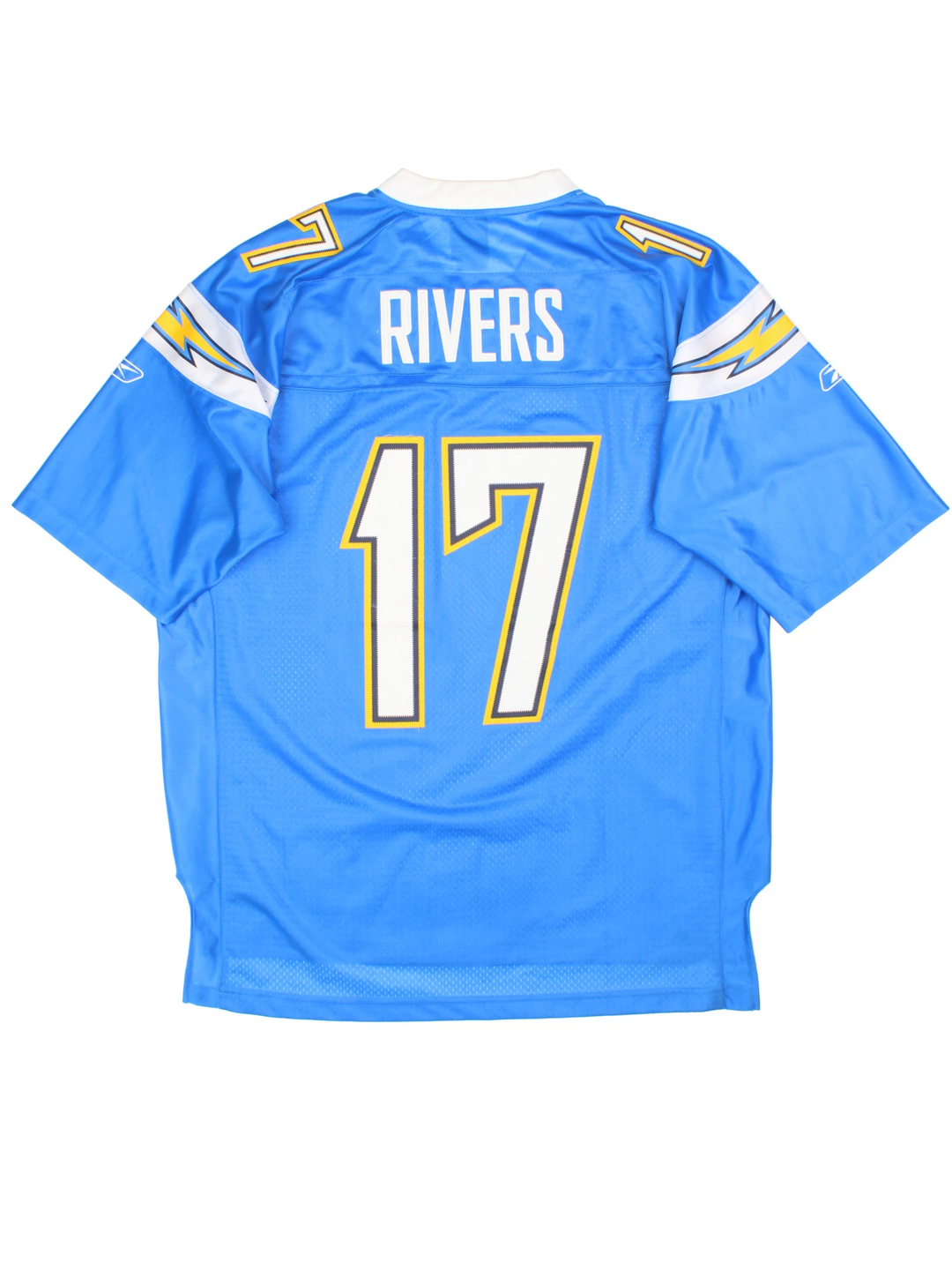 Philip Rivers x Los Angeles Chargers NFL Jersey in blue, by Reebok features embroidered lettering 
