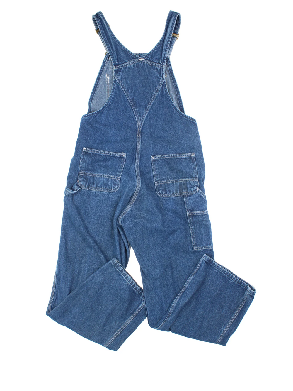 Carhartt Dungarees in blue colourway with multiple pockets, adjustable straps and the logo embroidered on the front.