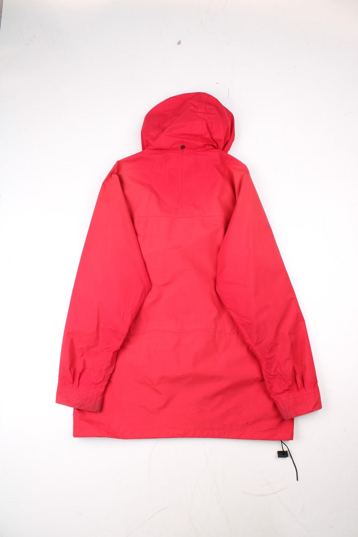 Vintage Mountain Equipment Jacket in a red colourway. Zips up and has side pockets, hooded, and has the logo embroidered on the front by the hem.