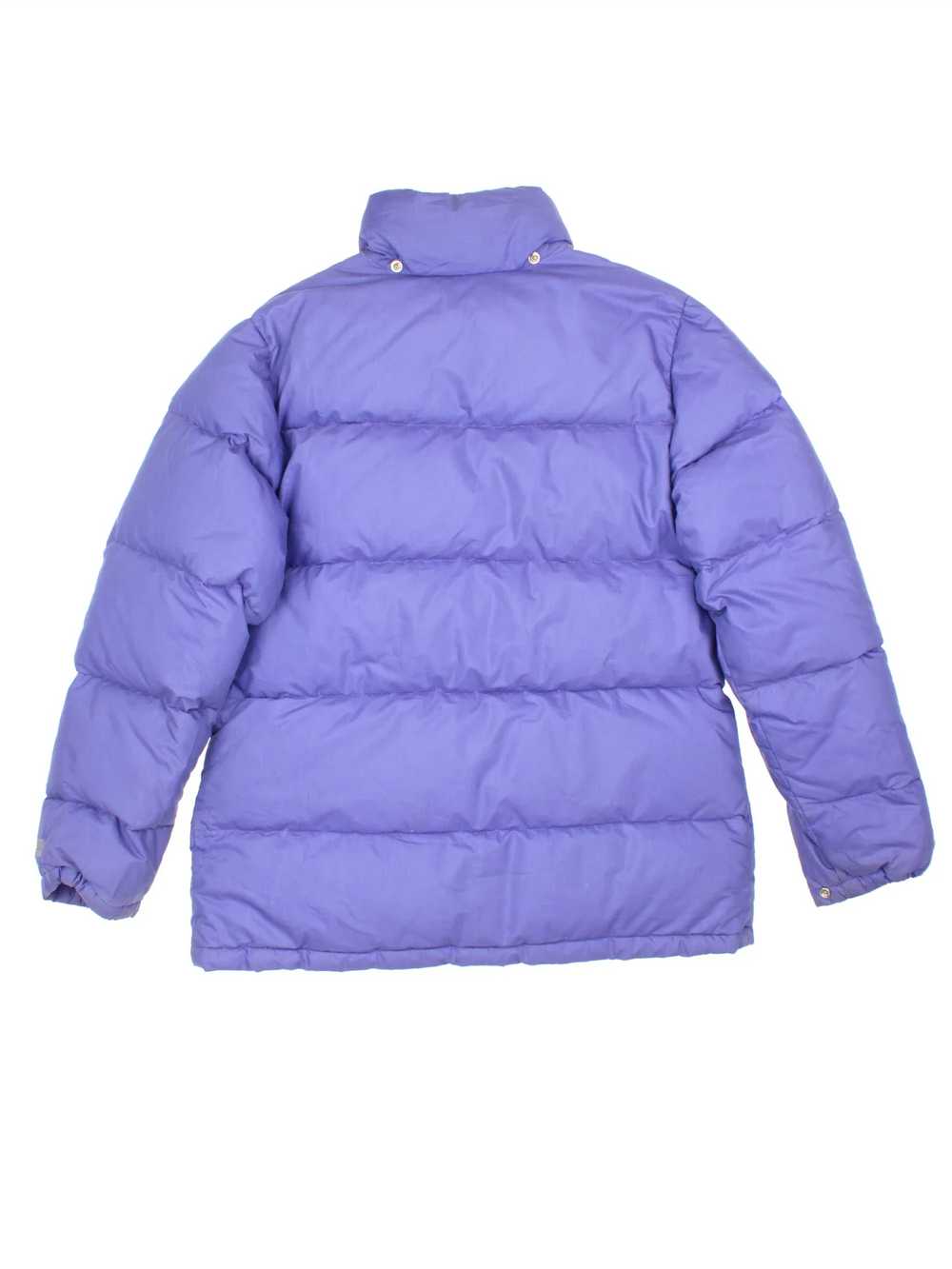 The North Face Puffer Coat in a purple colourway, full zip up and button up and has multiple pockets, hooded and has the logo embroidered on the front.