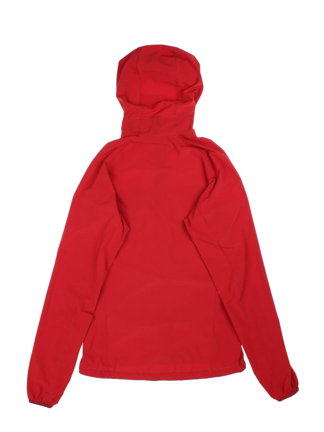 Vintage Rab Ventus Jacket in a red colourway with hood and contrast grey zip fastening/pockets. Logo embroidered on the front.