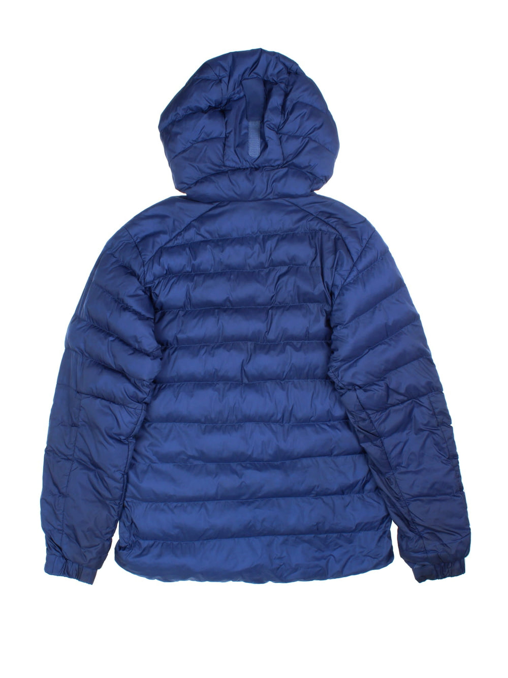 Vintage Rab Nebula Puffer Jacket in a blue colourway with contrast lining. Features hood, zip fastening/pockets and printed logo on the front.
