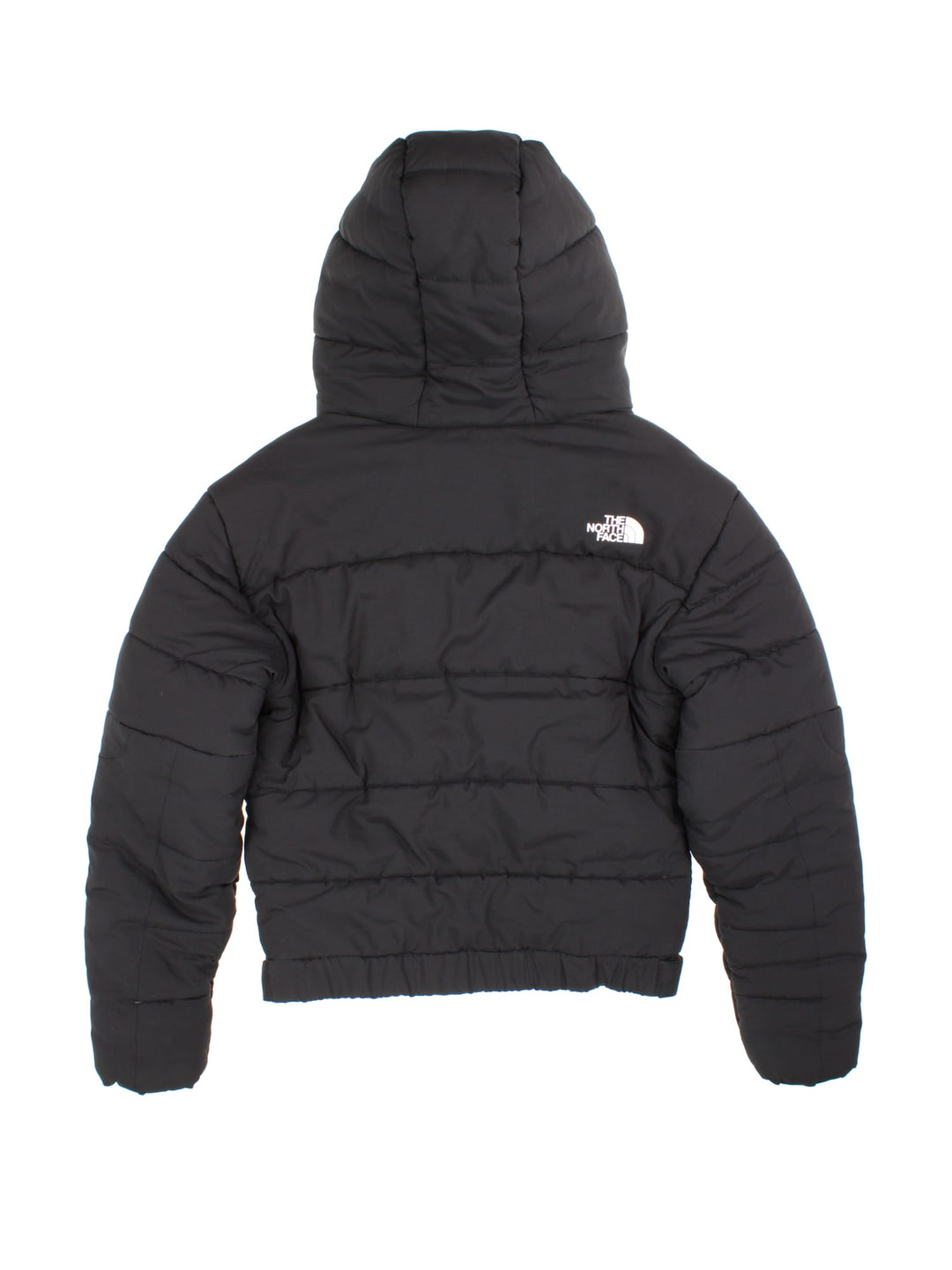 Vintage The North Face Himalayan Jacket in a black colourway. Features hood, zip/velcro fastening, popper pockets and printed logo on the front.