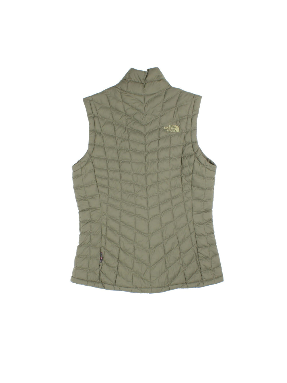 Vintage The North Face Thermoball Gilet in a green colourway. Features zip fastening/pockets and embroidered logo on the front.
