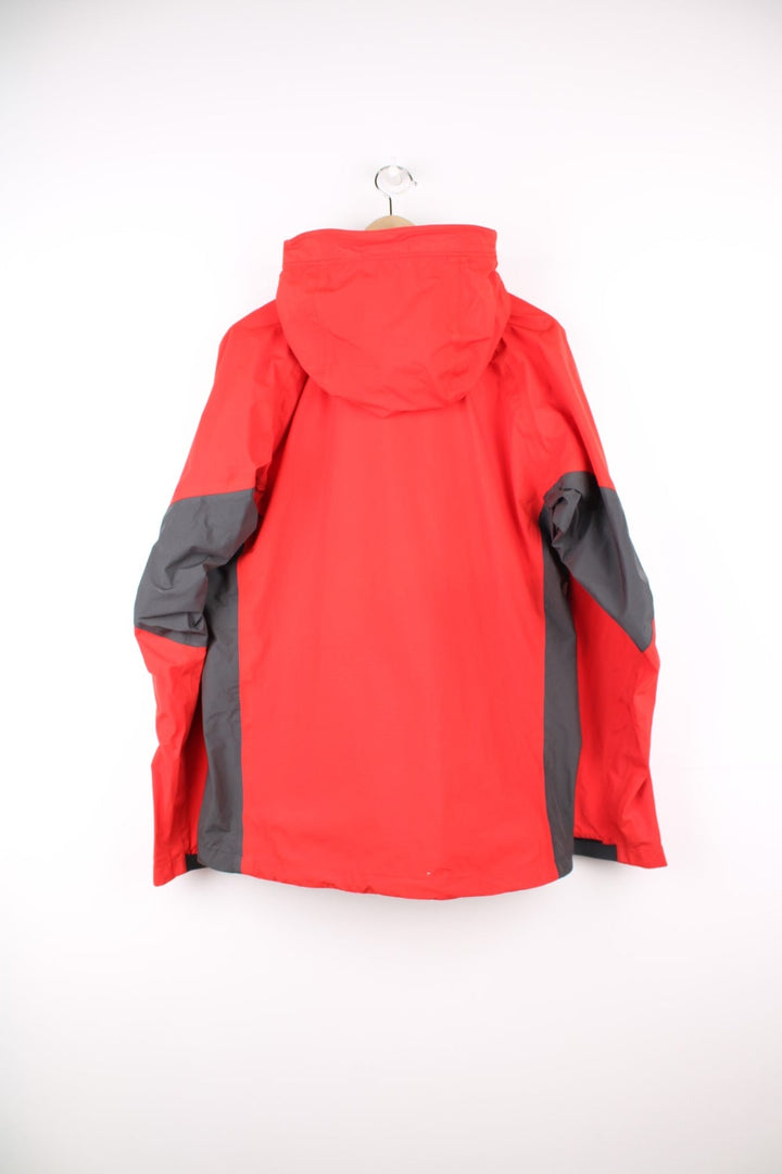 Vintage red and grey Rab neutrino hooded rain jacket. Features embroidered logo on the chest. 