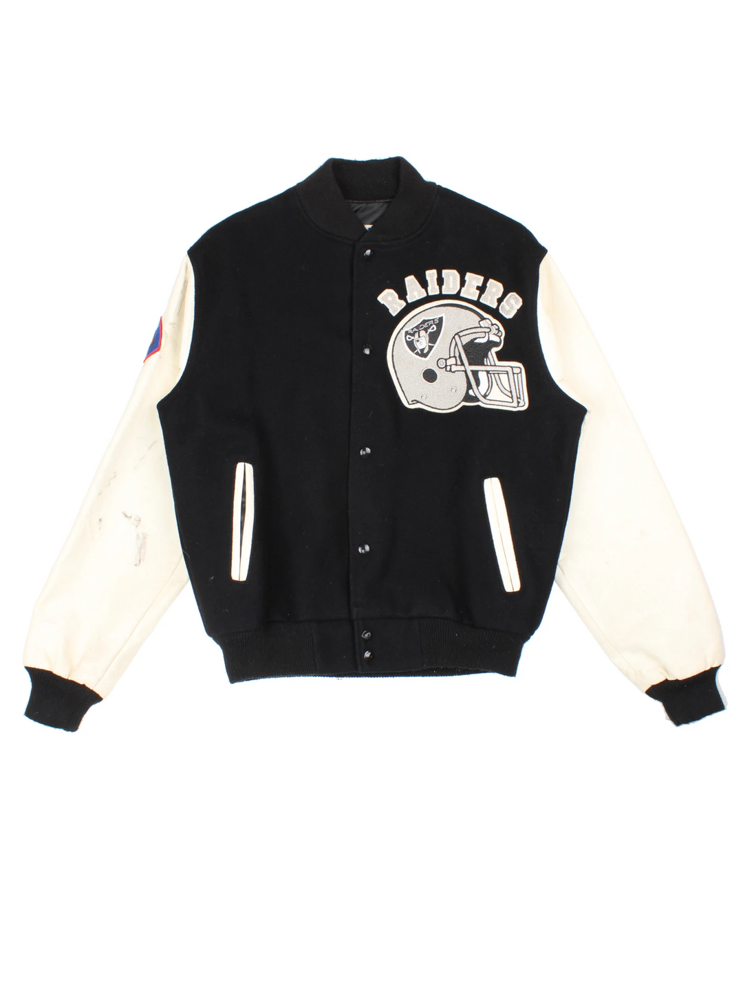 Vintage NFL Oakland Raiders Pro-Sport bomber jacket with embroidered team graphic on the front and back