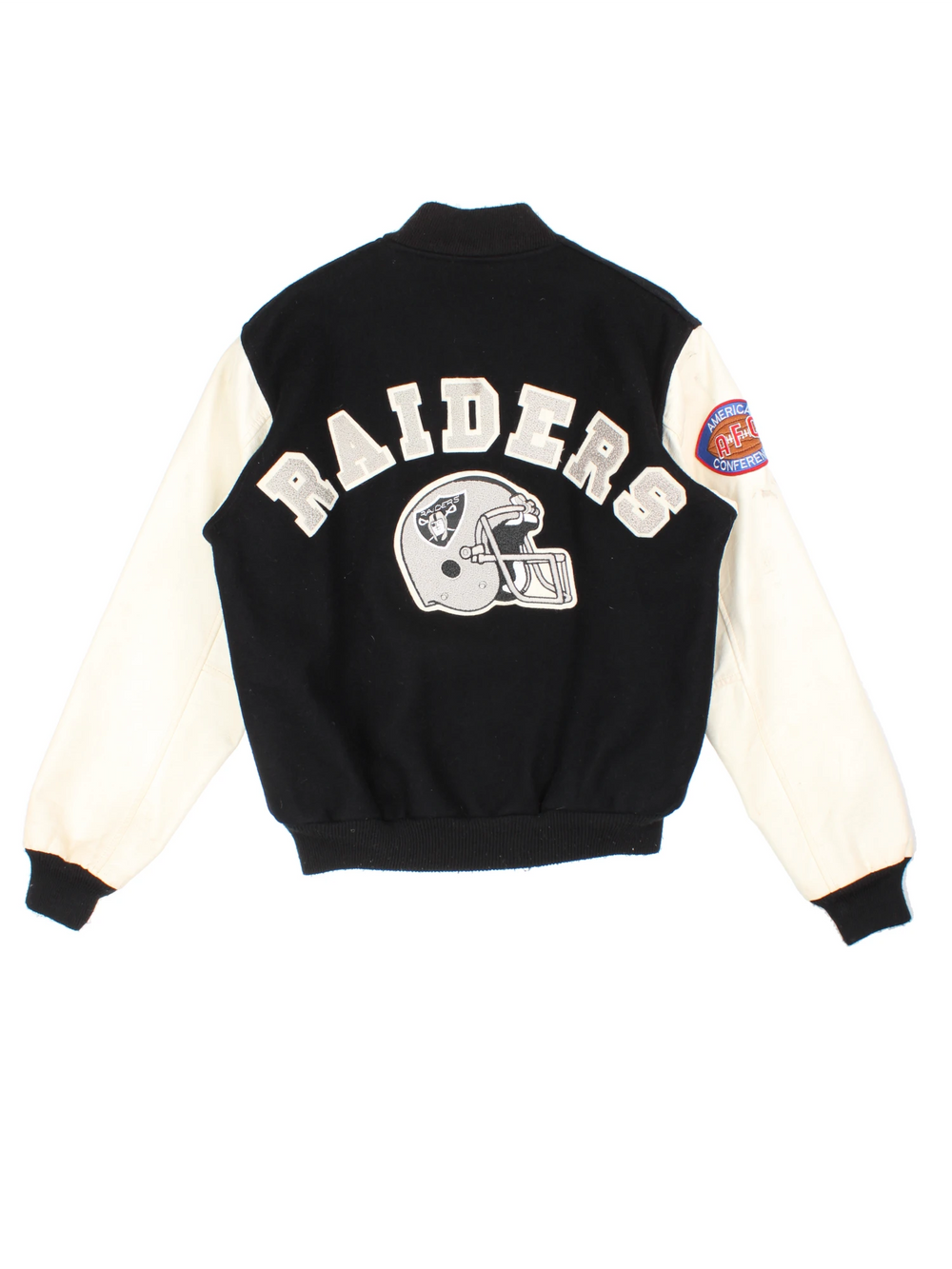 Vintage NFL Oakland Raiders Pro-Sport bomber jacket with embroidered team graphic on the front and back