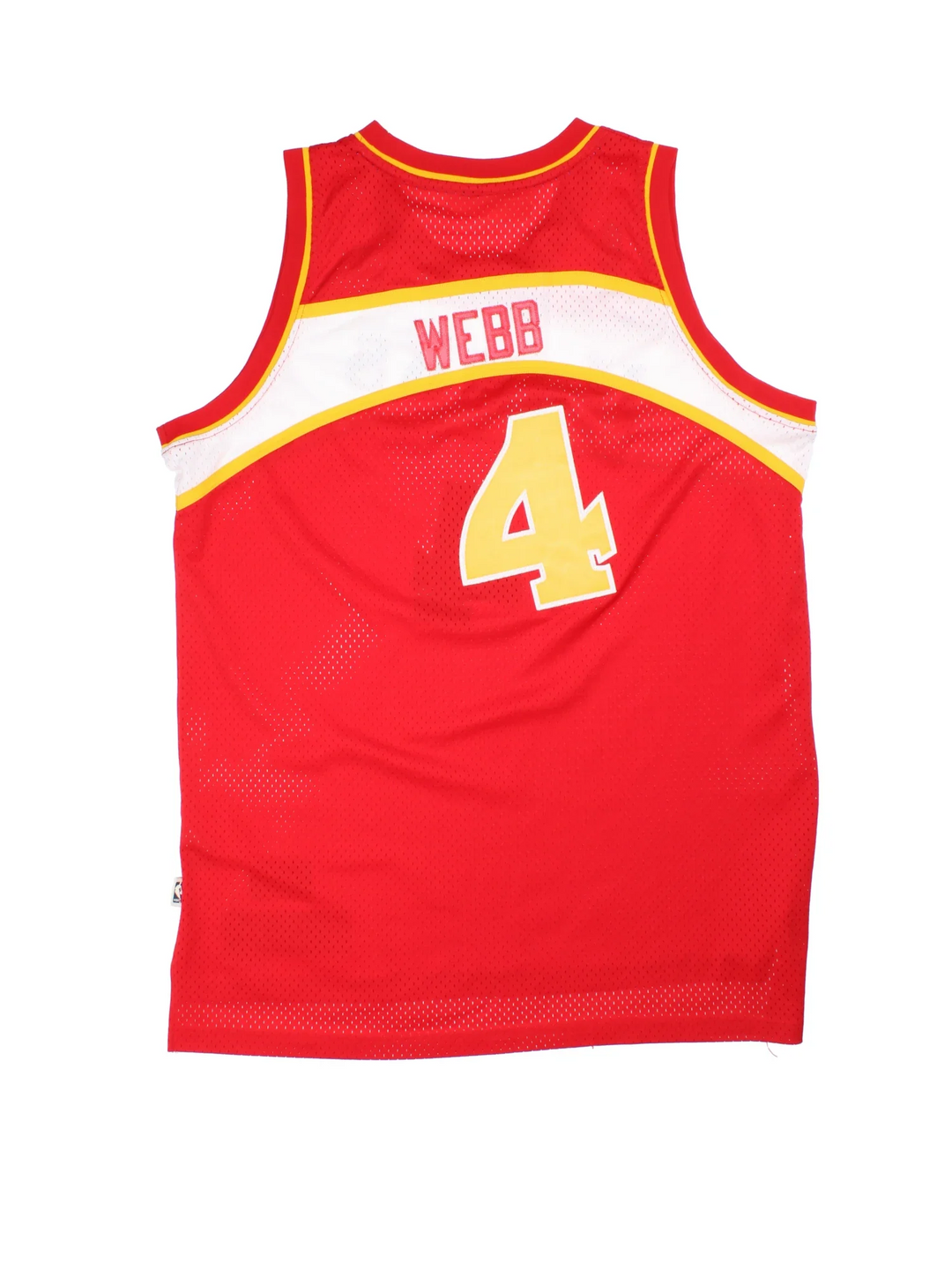 Atlanta Hawks Adidas NBA Jersey in the red team colourway. Features round neckline and embroidered logos on the front and Webb number 4 on the back.