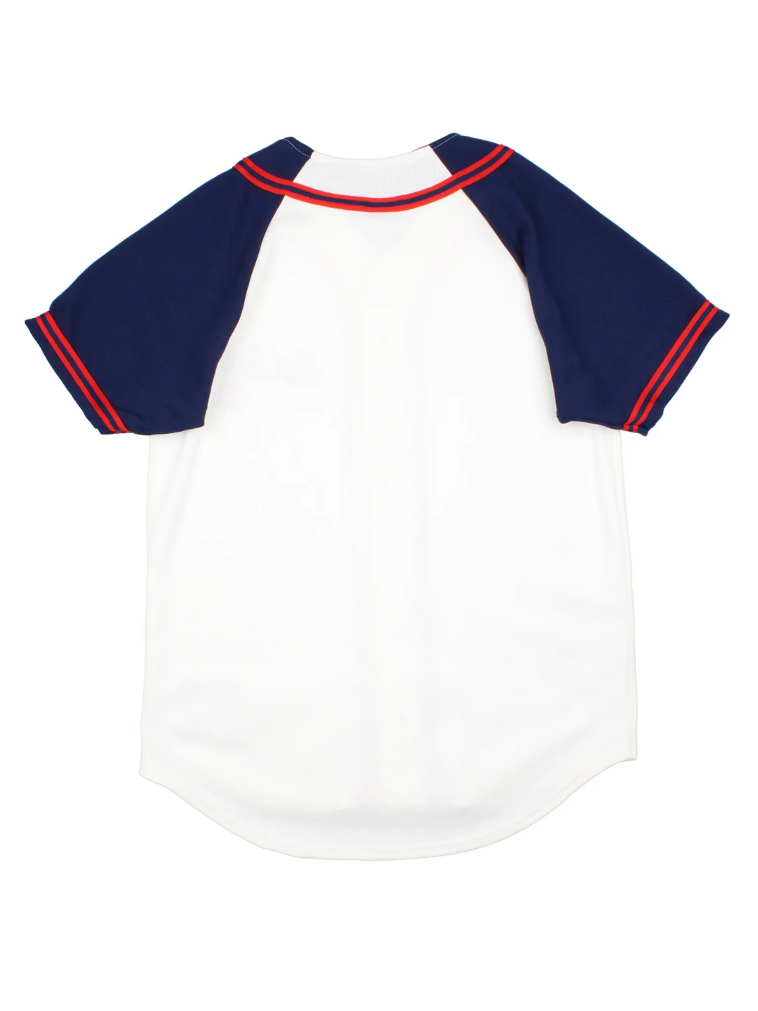 Boston Red Sox MLB Baseball Jersey in the white home kit colourway, features blue sleeve detailing and red trim on the front. Full classic button up and logo on the chest.