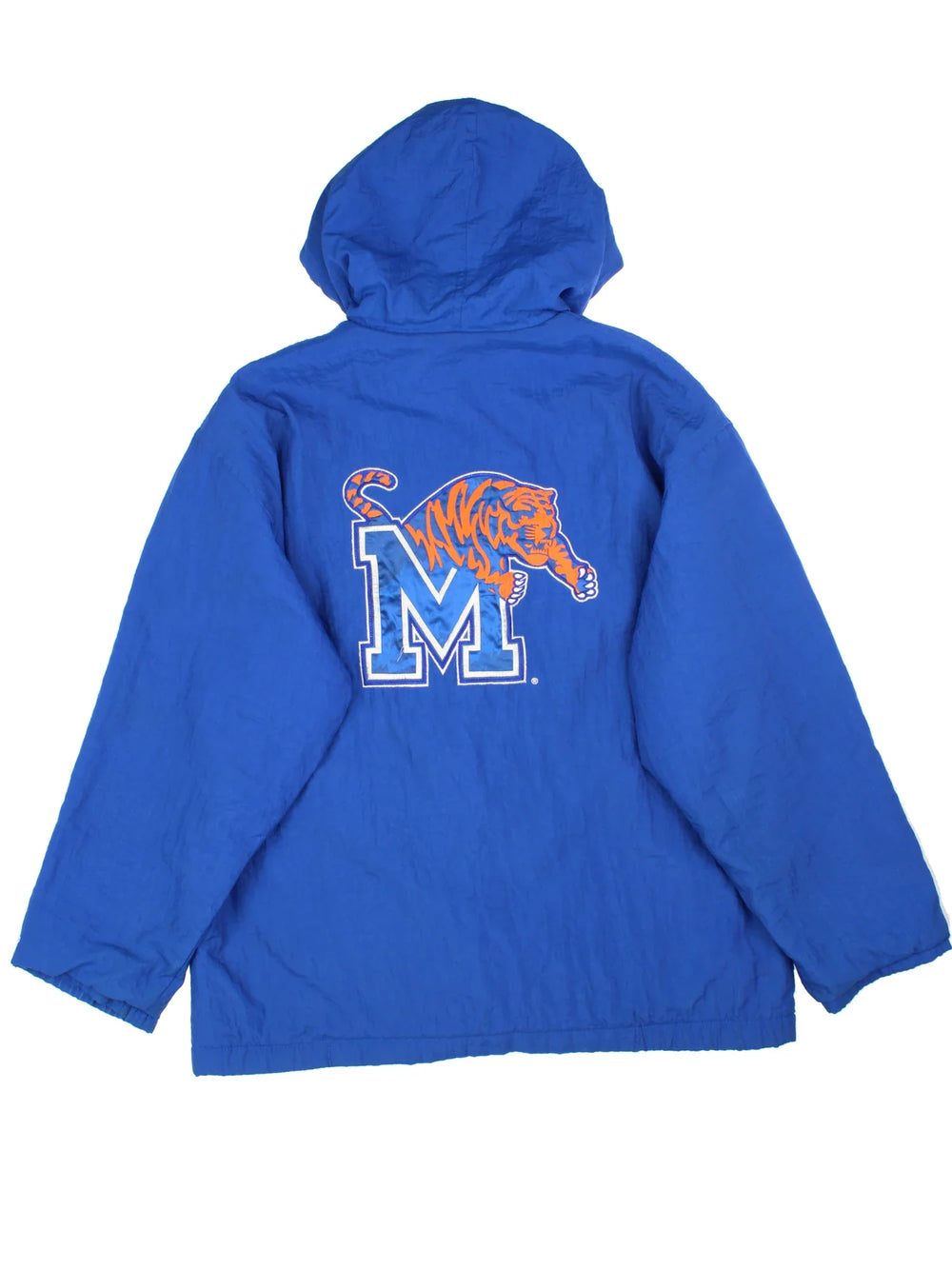 Memphis Tigers NBA College Jacket in a blue colourway with full zip and small logo on the front. Drawstring hood and a large logo on the back.