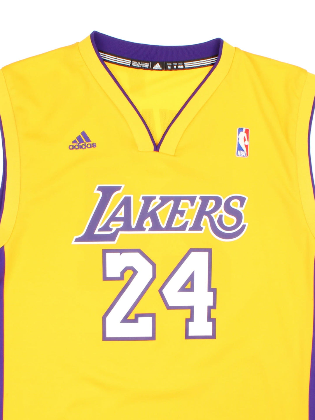 Kobe Bryant Los Angeles Lakers Adidas NBA Jersey in yellow colourway, features embroidered logos and badge on front and back.