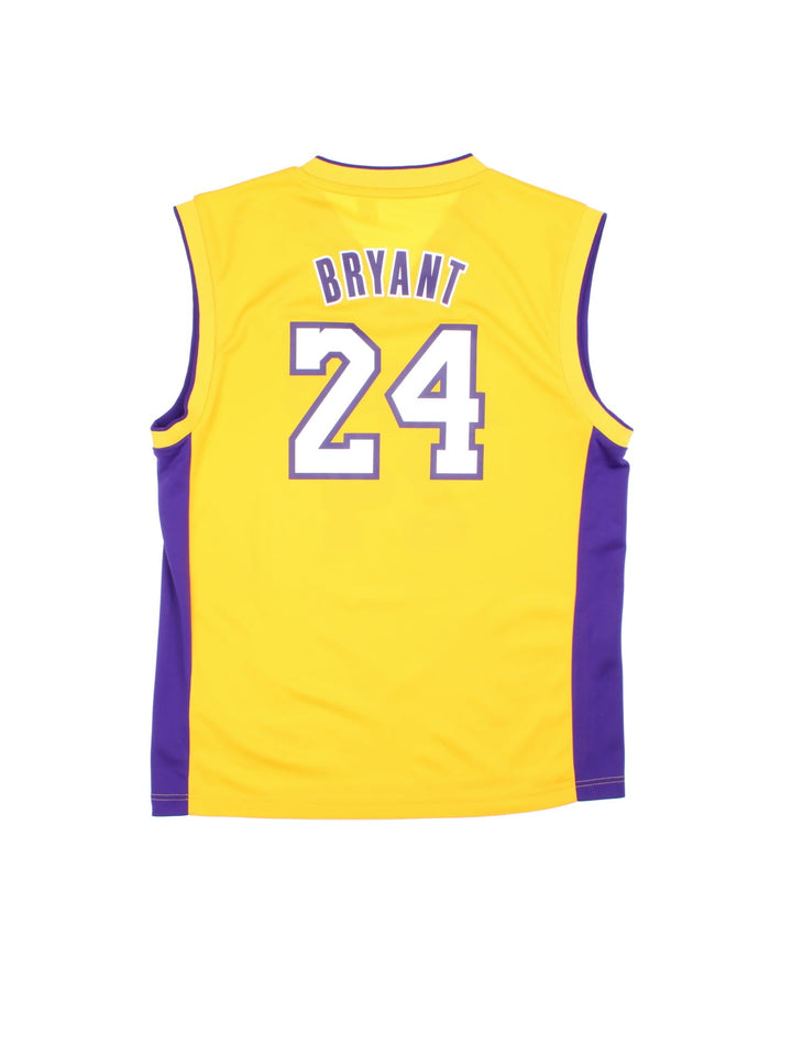 Kobe Bryant Los Angeles Lakers Adidas NBA Jersey in yellow colourway, features embroidered logos and badge on front and back.