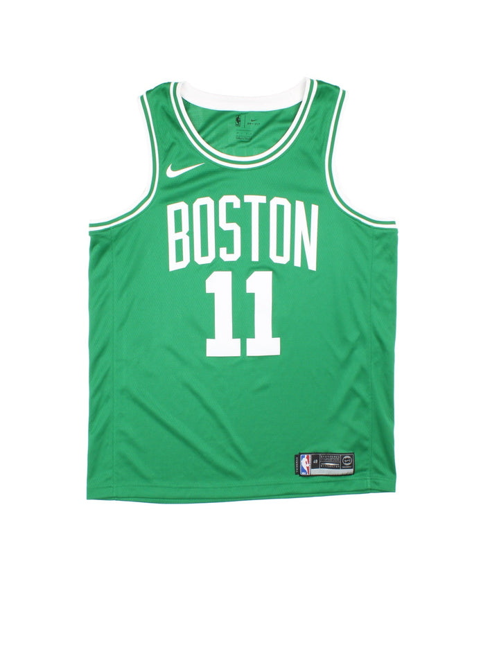 Kyrie Irving Boston Celtics Nike NBA Jersey in green colourway, features embroidered logos and badge on front and back.