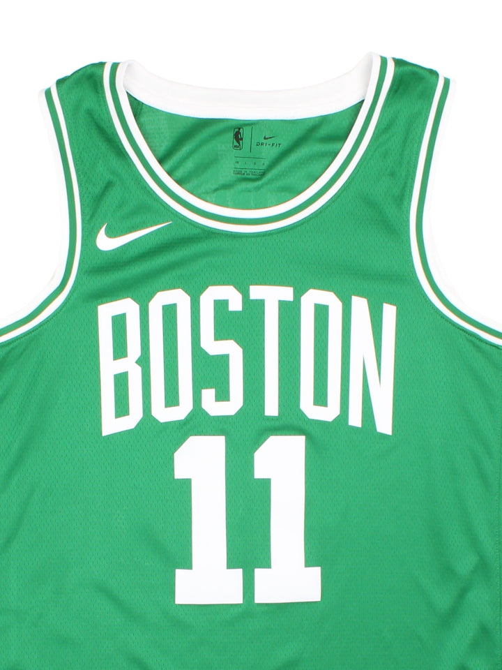 Kyrie Irving Boston Celtics Nike NBA Jersey in green colourway, features embroidered logos and badge on front and back.