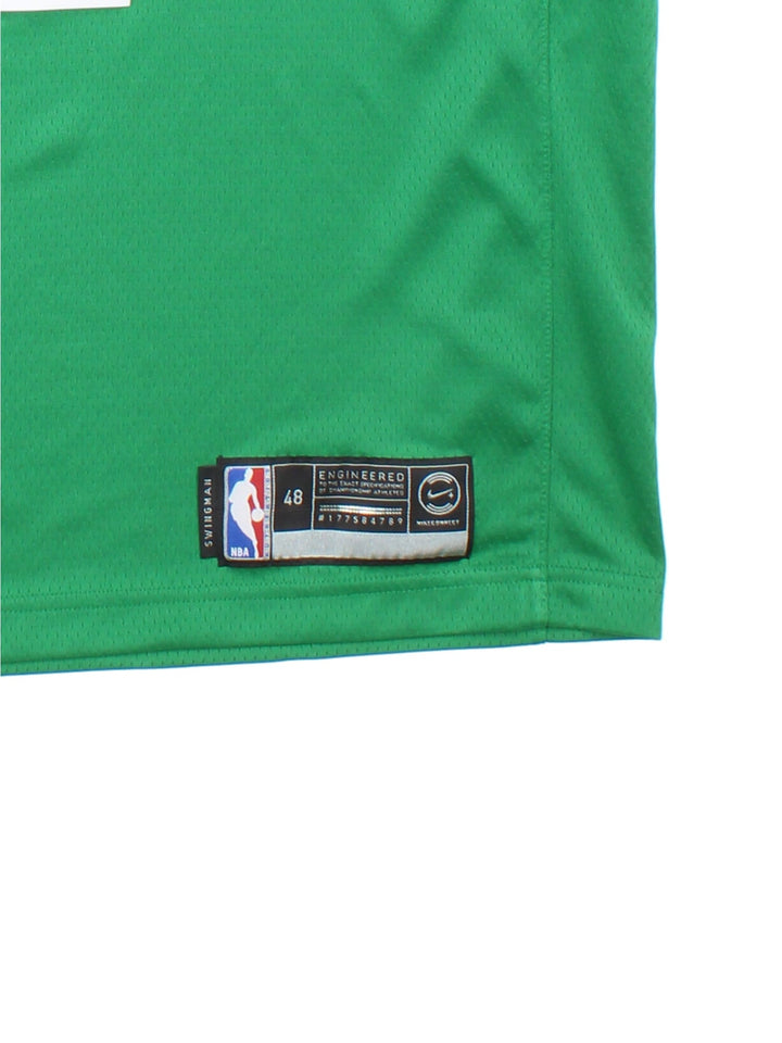 Kyrie Irving Boston Celtics Nike NBA Jersey in green colourway, features embroidered logos and badge on front and back.