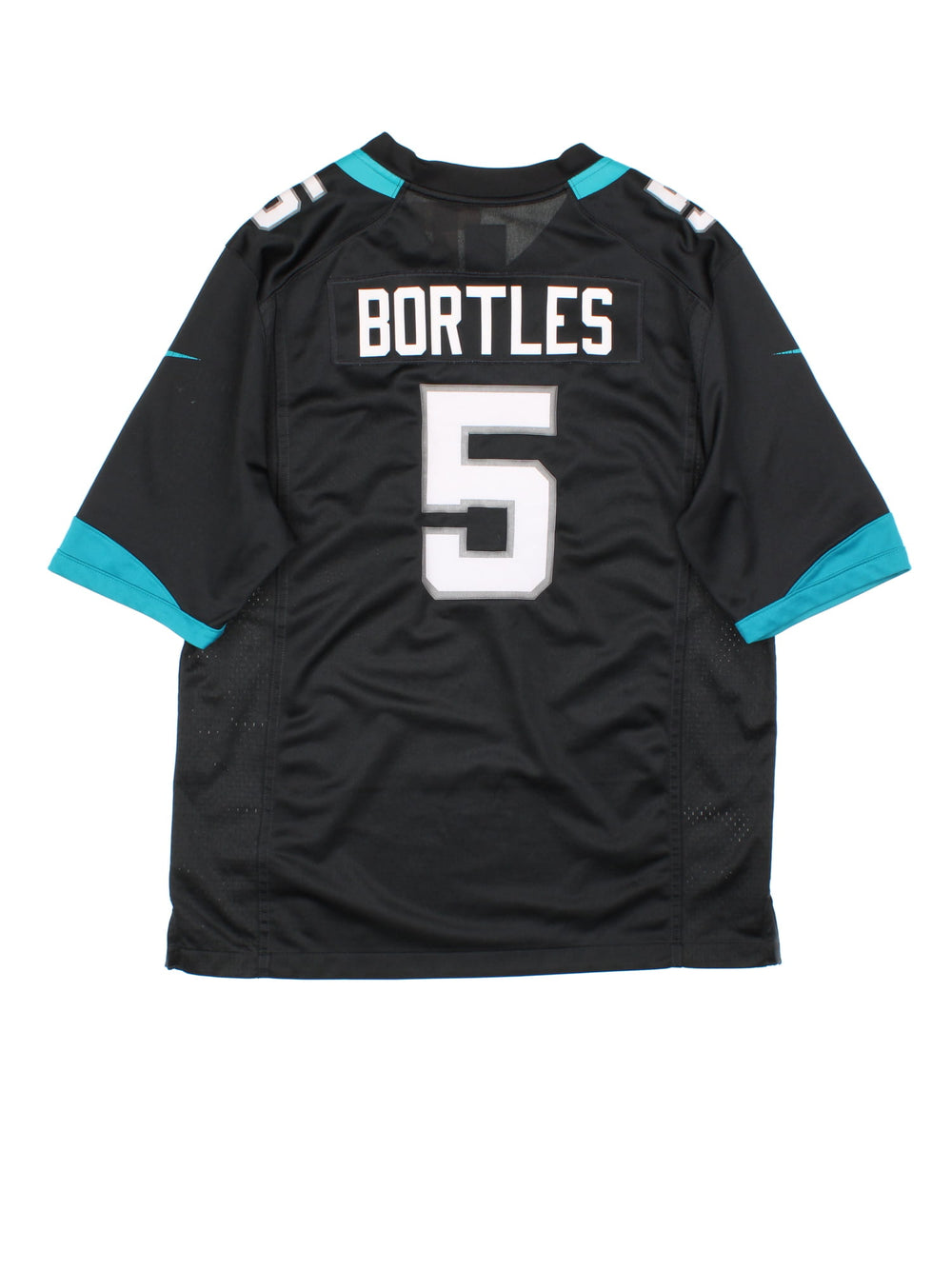 Jacksonville Jaguars Bortles Nike Jersey in black colourway, features printed logos on front and back.