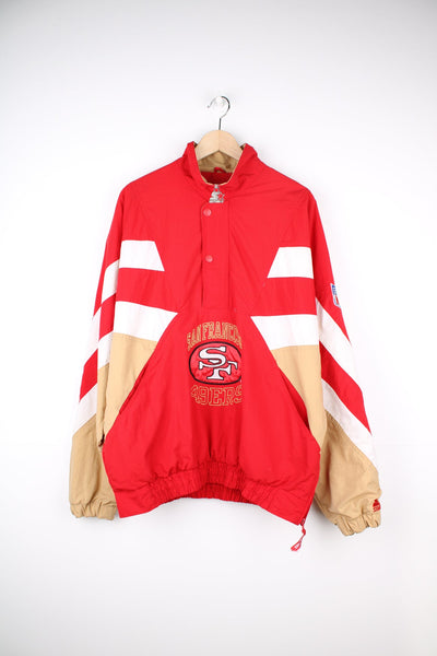 Vintage San Francisco 49ers 1/4 zip pullover jacket by Pro Line, features embroidered badges and details