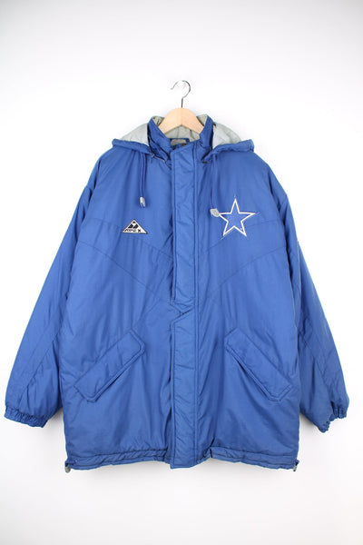 Vintage 90's Dallas Cowboys full zip insulated coat by Apex One NFL Pro Line, features embroidered logos 