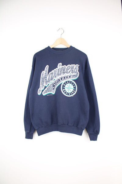 Vintage 2000's Seattle Mariners blue spell-out sweatshirt by Logo Athletic