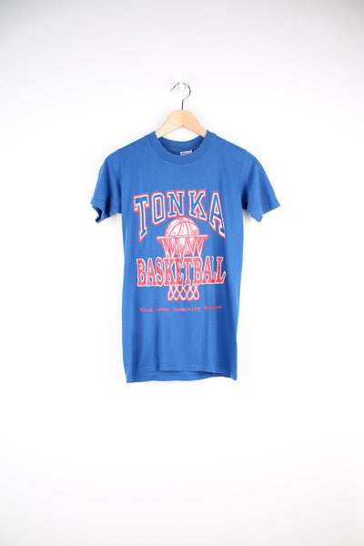 Vintage Tonka Basketball, Minnetonka Community Services T-Shirt in blue and red.