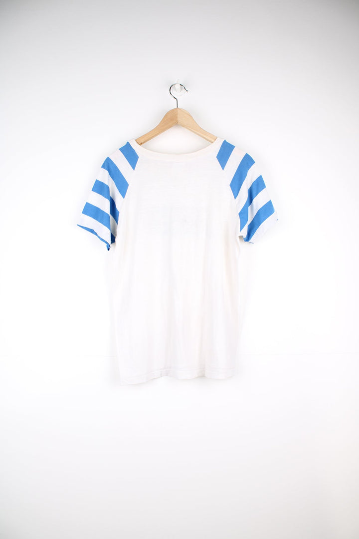 Vintage 70's Judson Physical Education T-Shirt in white and blue.