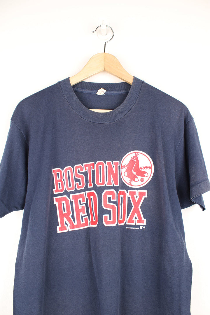 Vintage 1988 Boston Red Sox single stitch T-Shirt in blue with red printed logo.
