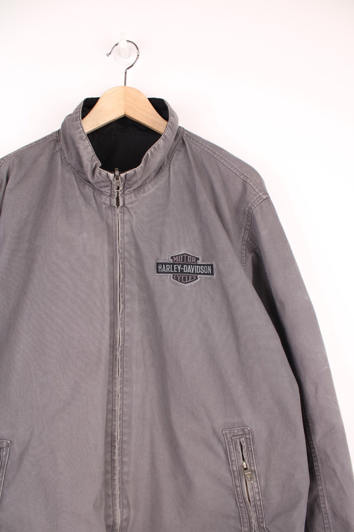 HARLEY-DAVIDSON ボンバージャケット グレー Harley-Davidson® Women's Firebrand Washed Leather Jacket, Gray
