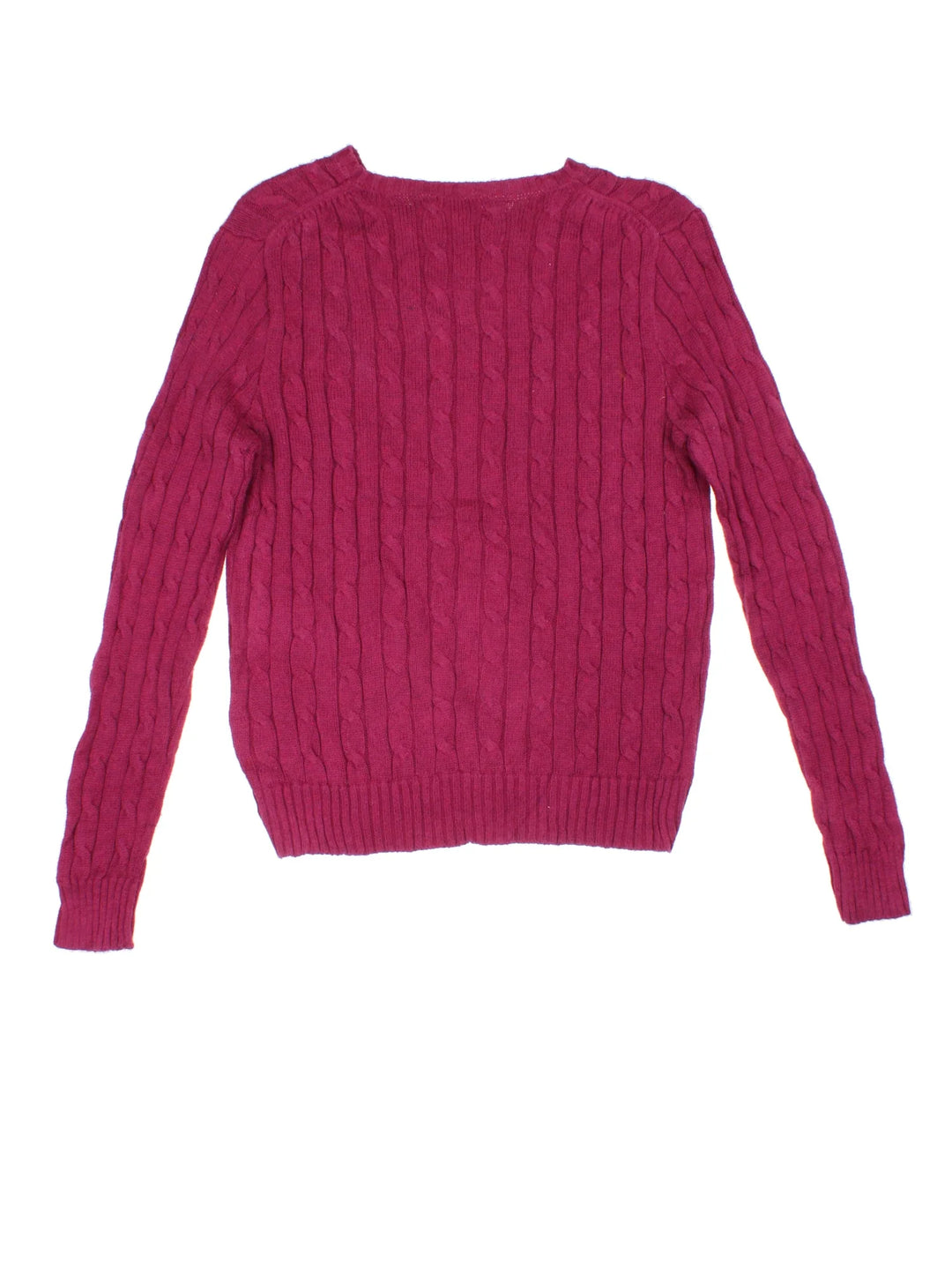 Ralph Lauren Cable Knit Jumper in a purple colourway with embroidered logo on the front.