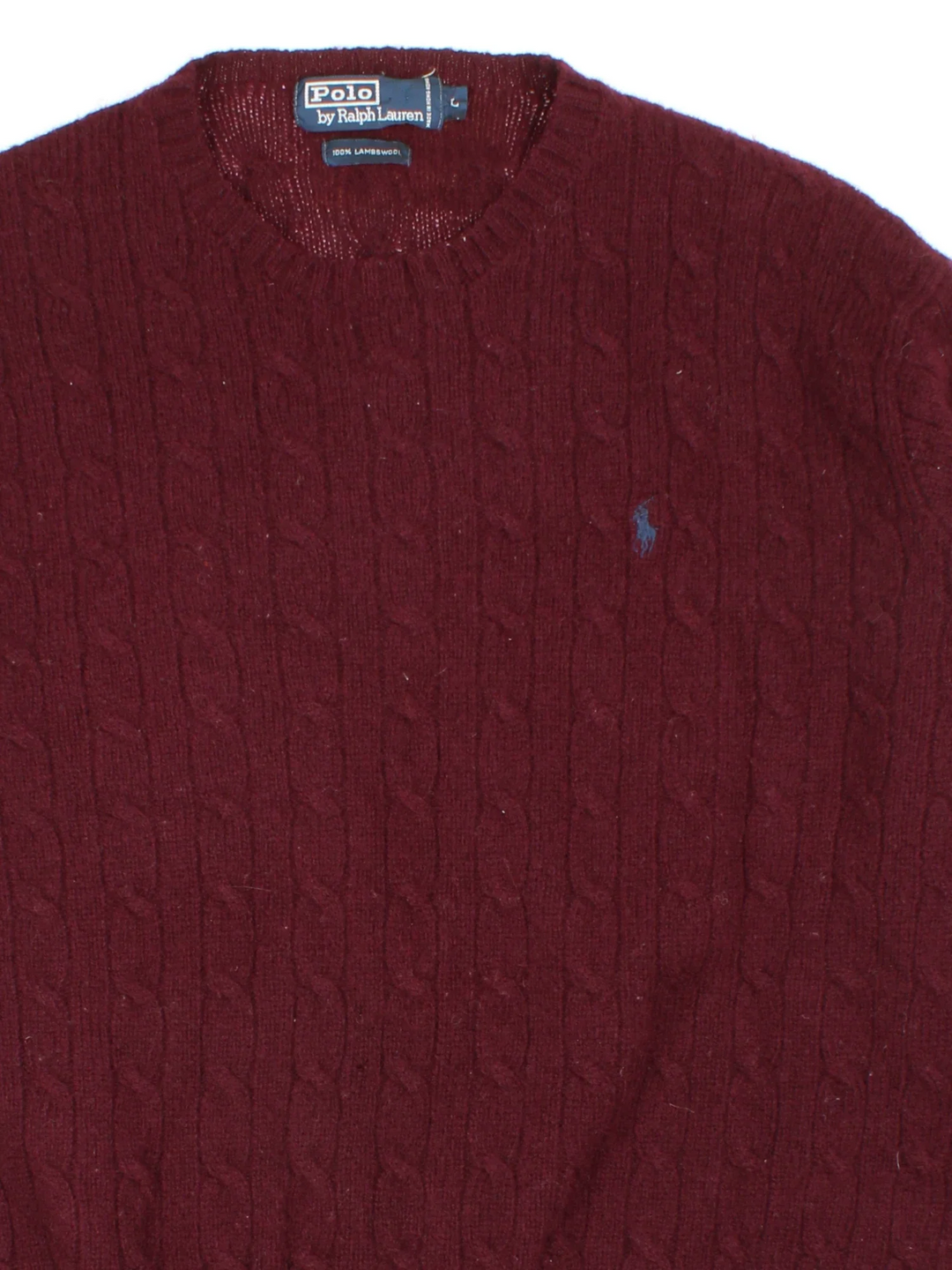 Ralph Lauren Woollen Cable Knit Jumper in a purple colourway with embroidered logo on the front.