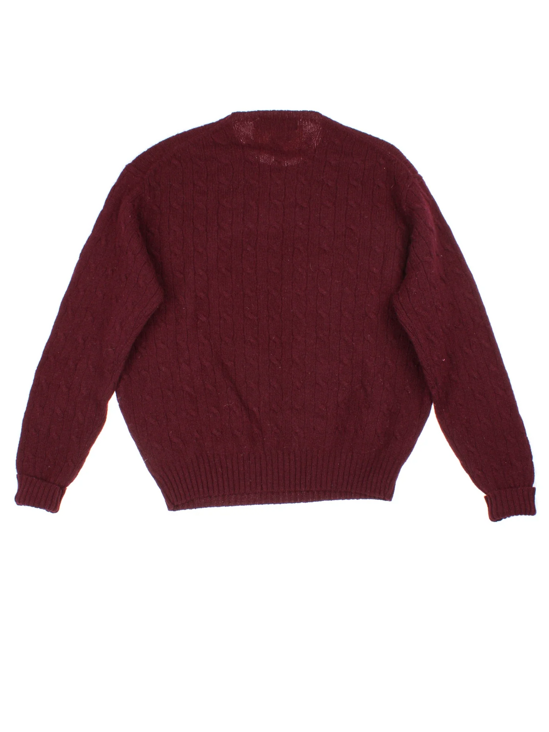 Ralph Lauren Woollen Cable Knit Jumper in a purple colourway with embroidered logo on the front.