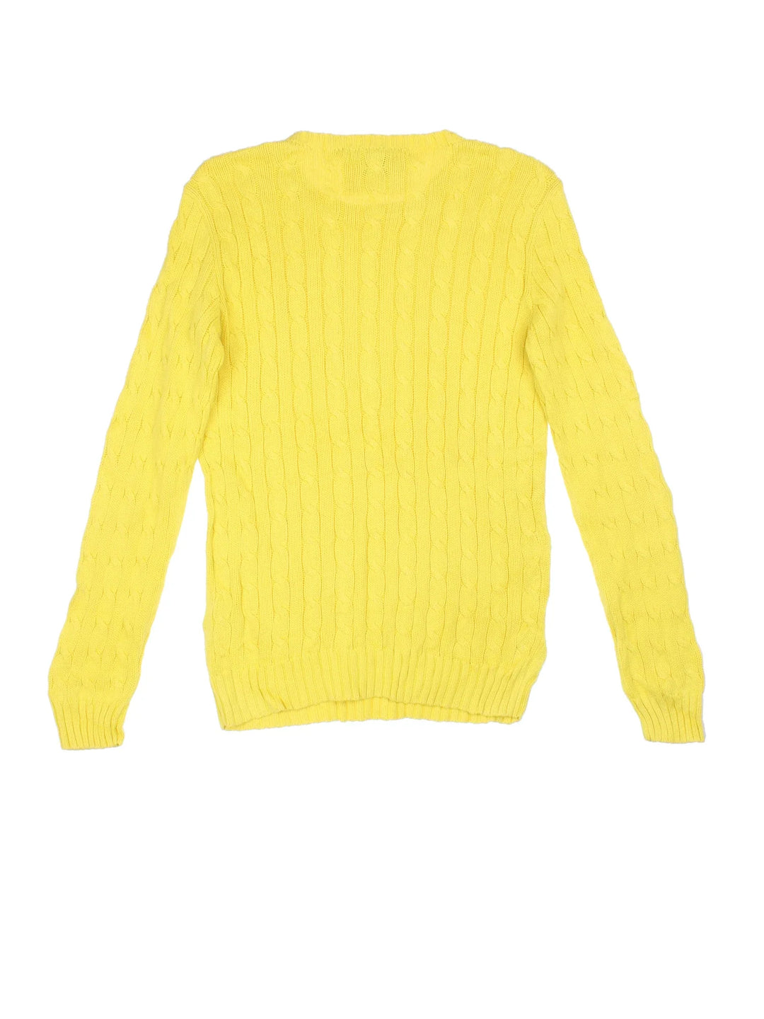 Ralph Lauren Cable Knit Jumper in a yellow colourway with embroidered logo on the front.