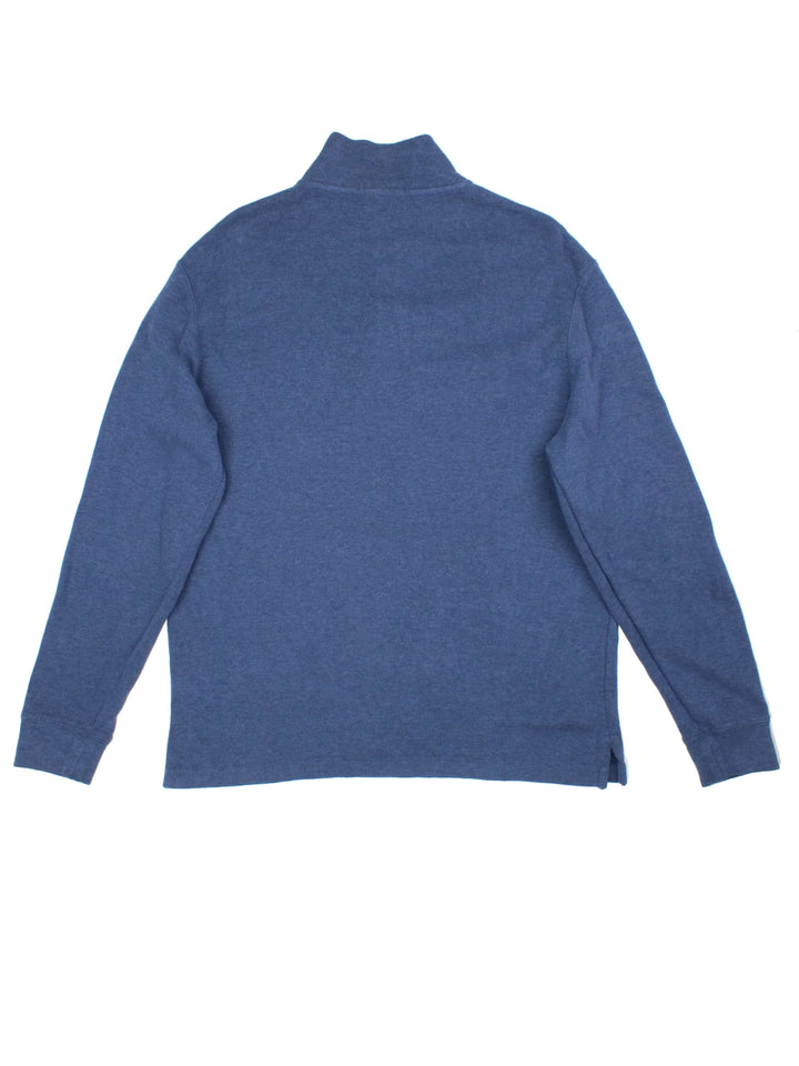 Ralph Lauren 1/4 Zip Sweater in a blue colourway with embroidered logo on the front.