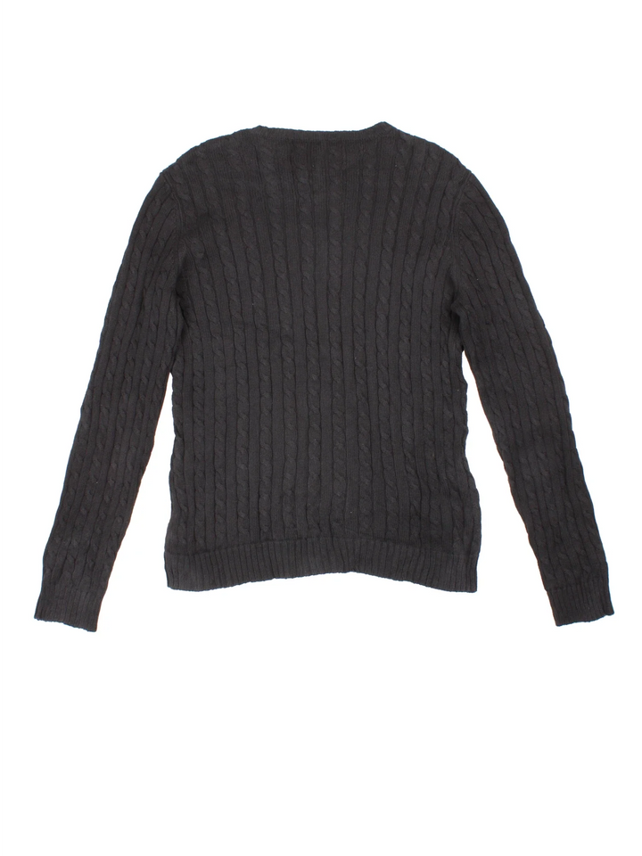 Lauren By Ralph Lauren Cable Knit Jumper in a black colourway embroidered logo on the front.