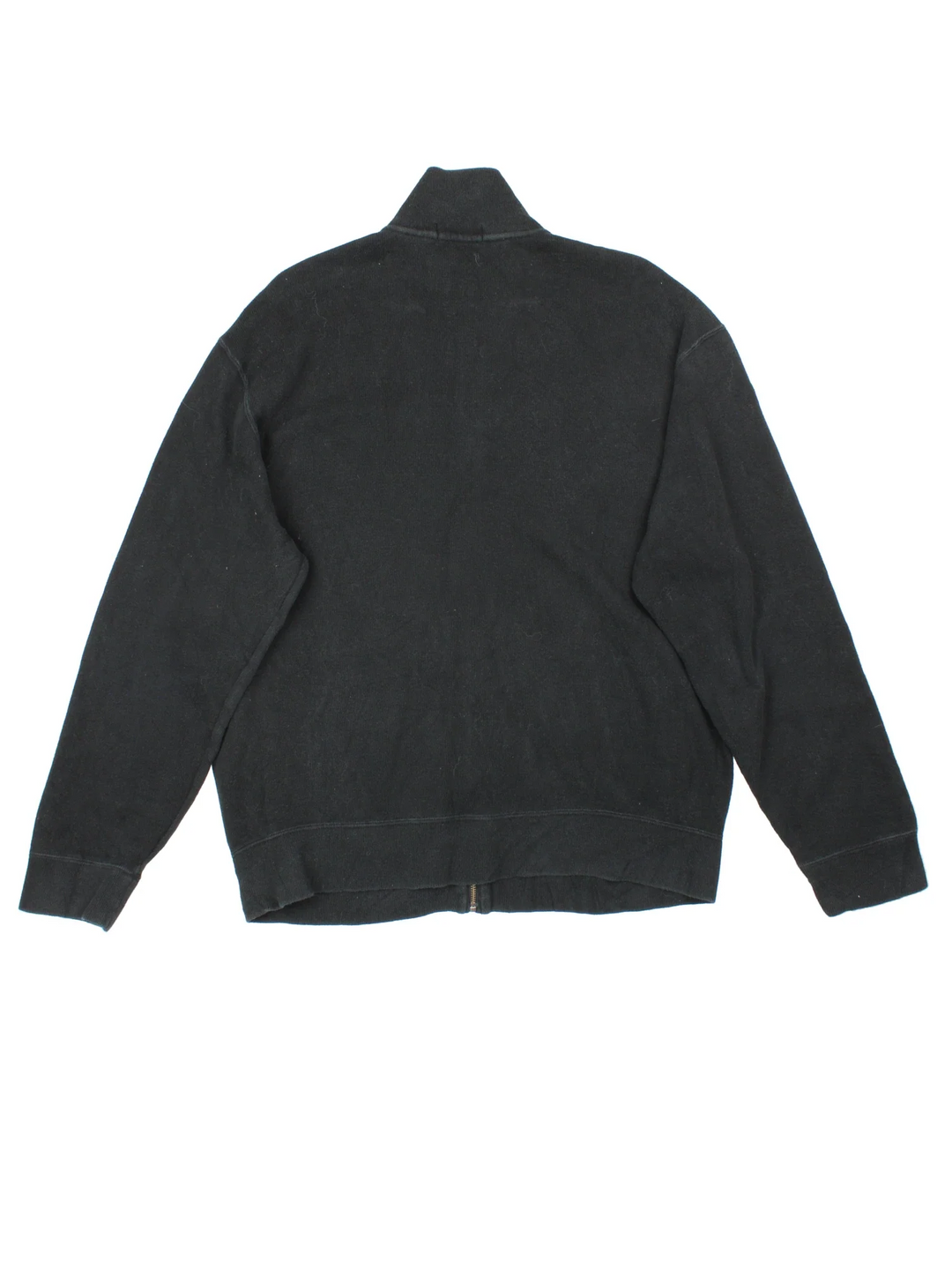 Ralph Lauren Zip Up Sweater in a black colourway with embroidered logo on front, and has side pockets.